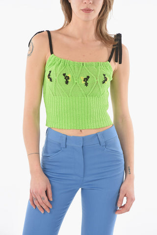 Argyle Crop Top with knotted Straps