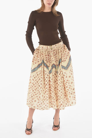 Pleated Printed Skirt