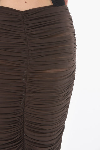 Solid Color Draped Bodycon Skirt