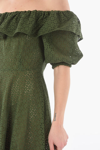 Solid Color Sangallo Maxi Dress with Flounce