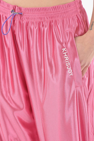 Pantaloni Tracksuit in Satin con Elastico in Vita