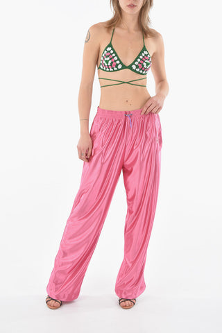 Pantaloni Tracksuit in Satin con Elastico in Vita
