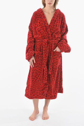 HOME animal patterned sponge bathrobe with hood