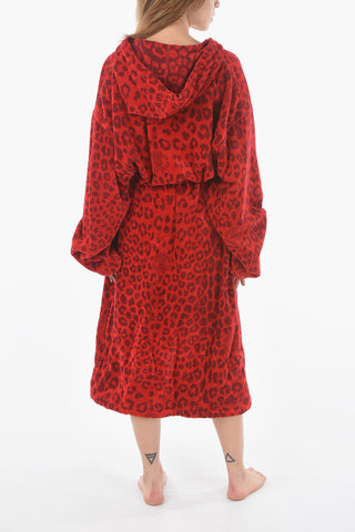HOME animal patterned sponge bathrobe with hood