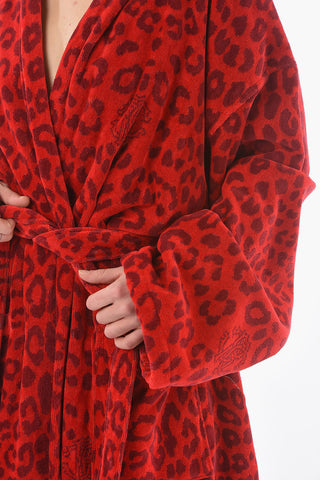 HOME animal patterned sponge bathrobe with hood