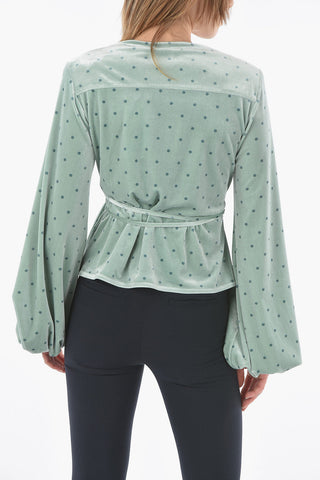 Blusa Wrap in Ciniglia a Pois