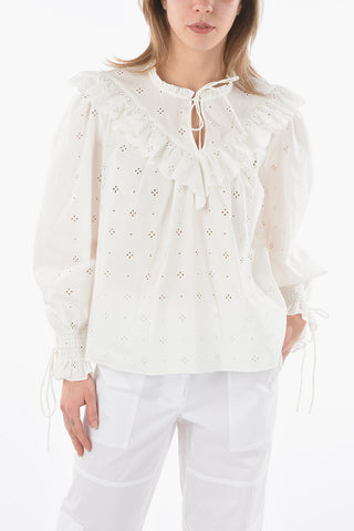 Embroidered DANICA Blouse with Ruffles