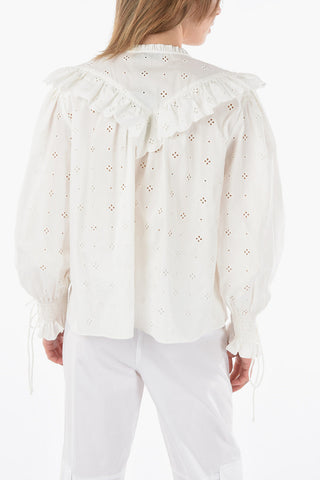 Embroidered DANICA Blouse with Ruffles