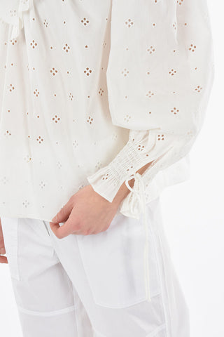 Embroidered DANICA Blouse with Ruffles