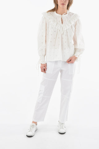 Embroidered DANICA Blouse with Ruffles