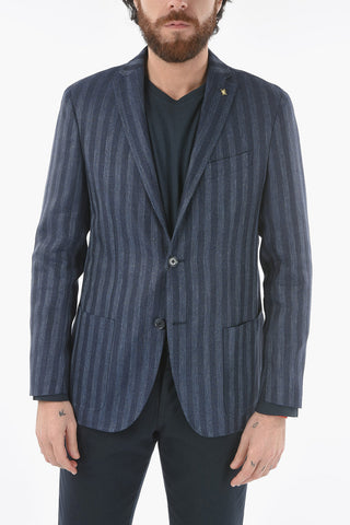 CC COLLECTION awning striped RIGHT side vents patch pocket 2-button blazer