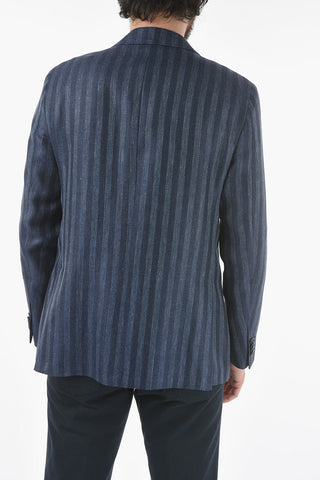 CC COLLECTION awning striped RIGHT side vents patch pocket 2-button blazer
