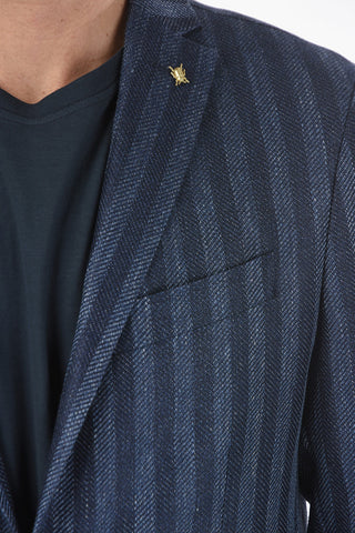 CC COLLECTION awning striped RIGHT side vents patch pocket 2-button blazer
