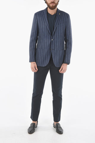 CC COLLECTION awning striped RIGHT side vents patch pocket 2-button blazer