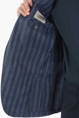 CC COLLECTION awning striped RIGHT side vents patch pocket 2-button blazer