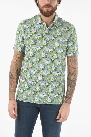 Ibiscus Printed Piquè Cotton GREG Polo Shirt