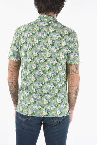 Ibiscus Printed Piquè Cotton GREG Polo Shirt