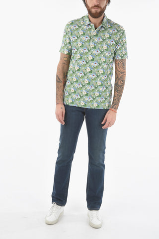 Ibiscus Printed Piquè Cotton GREG Polo Shirt