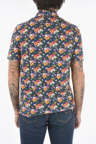 Ibiscus Printed Piquè Cotton GREG Polo Shirt