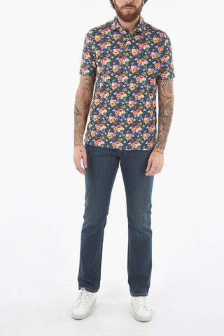 Ibiscus Printed Piquè Cotton GREG Polo Shirt