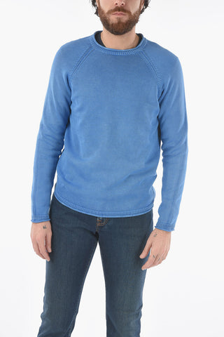 Solid Color Crew-neck Sweater with Raglan Sleeve
