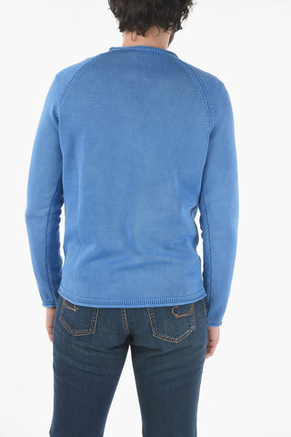 Solid Color Crew-neck Sweater with Raglan Sleeve