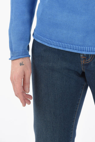 Solid Color Crew-neck Sweater with Raglan Sleeve