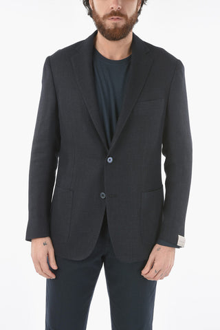 virgin wool and flax GATE notch lapel 2-button blazer