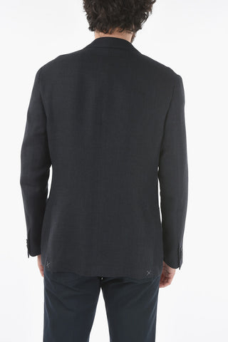virgin wool and flax GATE notch lapel 2-button blazer