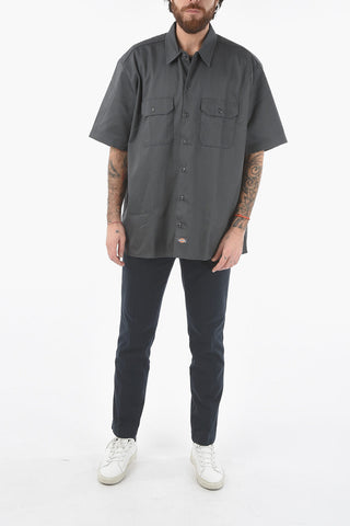 Short Sleeves Oversized Shirt with Double Breast Pocket