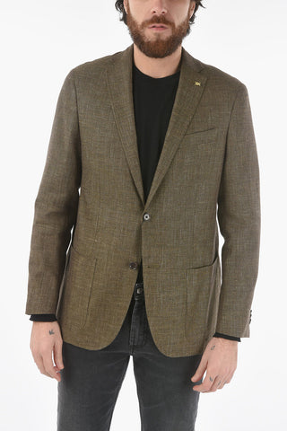 CC COLLECTION flax and cotton side vents notch lapel RIGHT 2-button blazer