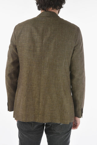 CC COLLECTION flax and cotton side vents notch lapel RIGHT 2-button blazer