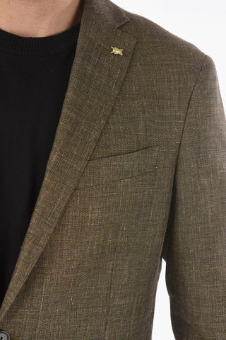 CC COLLECTION flax and cotton side vents notch lapel RIGHT 2-button blazer