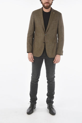 CC COLLECTION flax and cotton side vents notch lapel RIGHT 2-button blazer