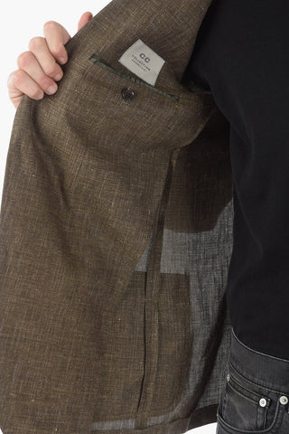 CC COLLECTION flax and cotton side vents notch lapel RIGHT 2-button blazer