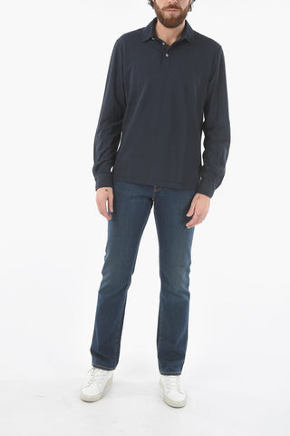 Cotton BORG 3-Buttons Polo Shirt with Long Sleeve