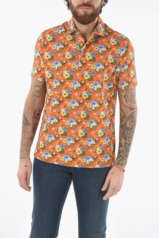 Ibiscus Printed Piquè Cotton GREG Polo Shirt