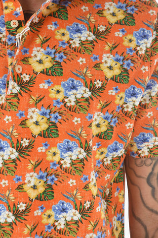 Ibiscus Printed Piquè Cotton GREG Polo Shirt