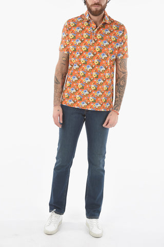 Ibiscus Printed Piquè Cotton GREG Polo Shirt