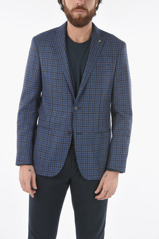 CC COLLECTION check virgin wool RIGHT notch lapel 2-button blazer