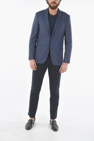CC COLLECTION check virgin wool RIGHT notch lapel 2-button blazer