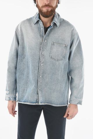 Giubbotto in Denim con Logo Ricamato