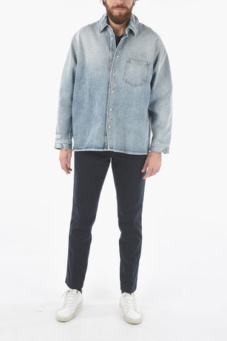 Giubbotto in Denim con Logo Ricamato