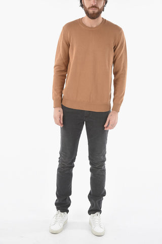Lightweight Cotton Solid Color Crew-Neck Sweater