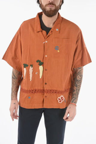 Embroidered GREETING Oversized Shirt