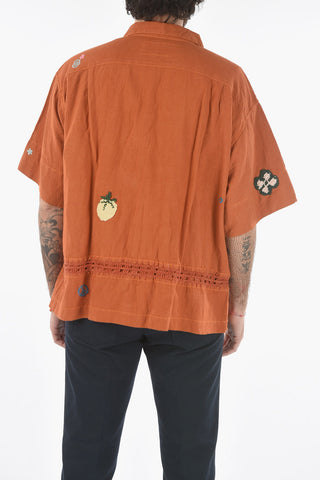 Embroidered GREETING Oversized Shirt