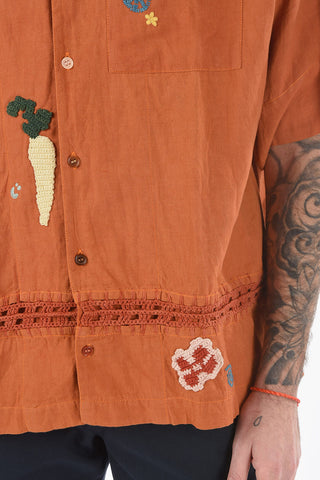 Embroidered GREETING Oversized Shirt