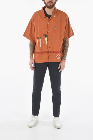 Embroidered GREETING Oversized Shirt