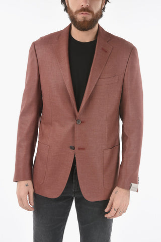 Virgin wool and silk side vents notch lapel GATE 2-button blazer
