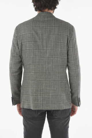 plaid side vents peak lapel GATE double-breasted blazer